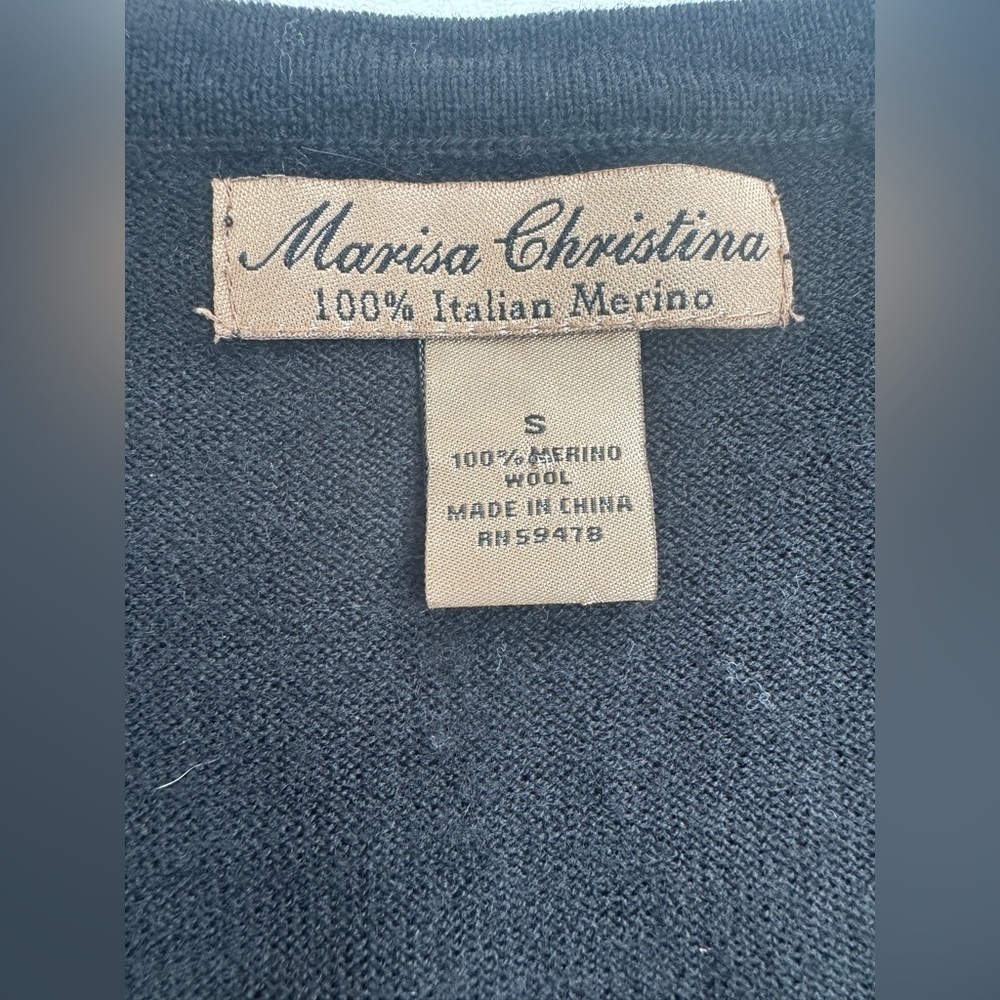 Marisa Christina 100% Merino Wool Beaded Cardigan Womens Size Small - Picture 3 of 10